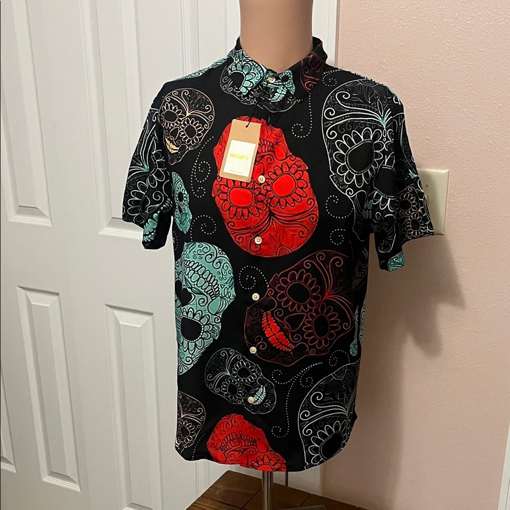 Vibrant Skull Print Casual Shirt for Men